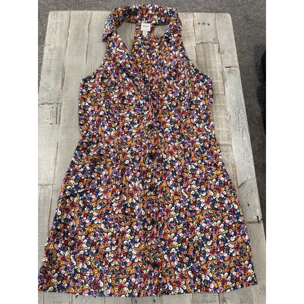 MAEVE x ANTHROPOLOGIE | Sleeveless T-Back Mini Dress Collared Floral | Large - Picture 2 of 13